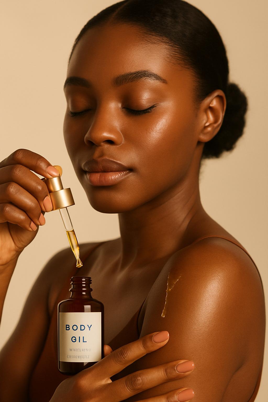 Founder applying body oil